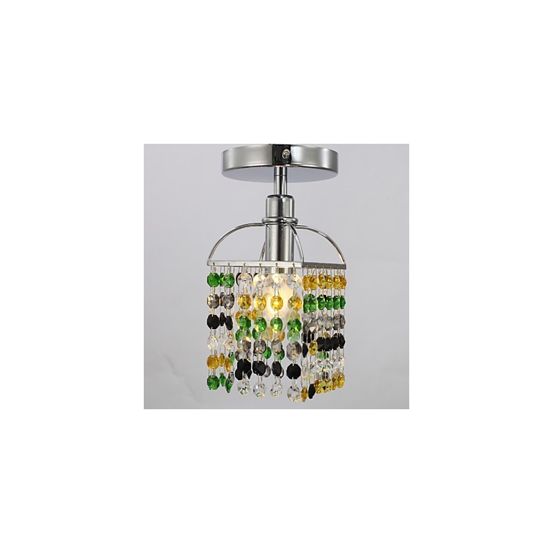 Modern Contemporary Crystal Electroplated Metal Flush Mount