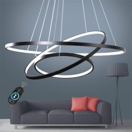 Dimmable Pendant Light with Remote Control Modern Design Three Rings