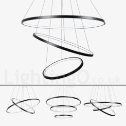 Dimmable Pendant Light with Remote Control Modern Design Three Rings
