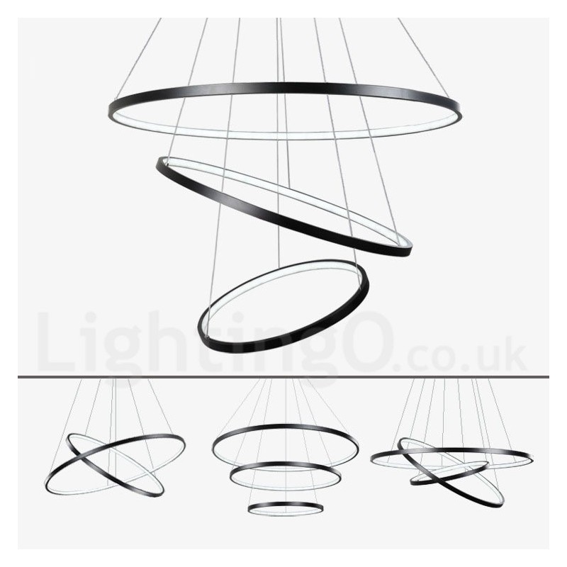 Dimmable Pendant Light with Remote Control Modern Design Three Rings