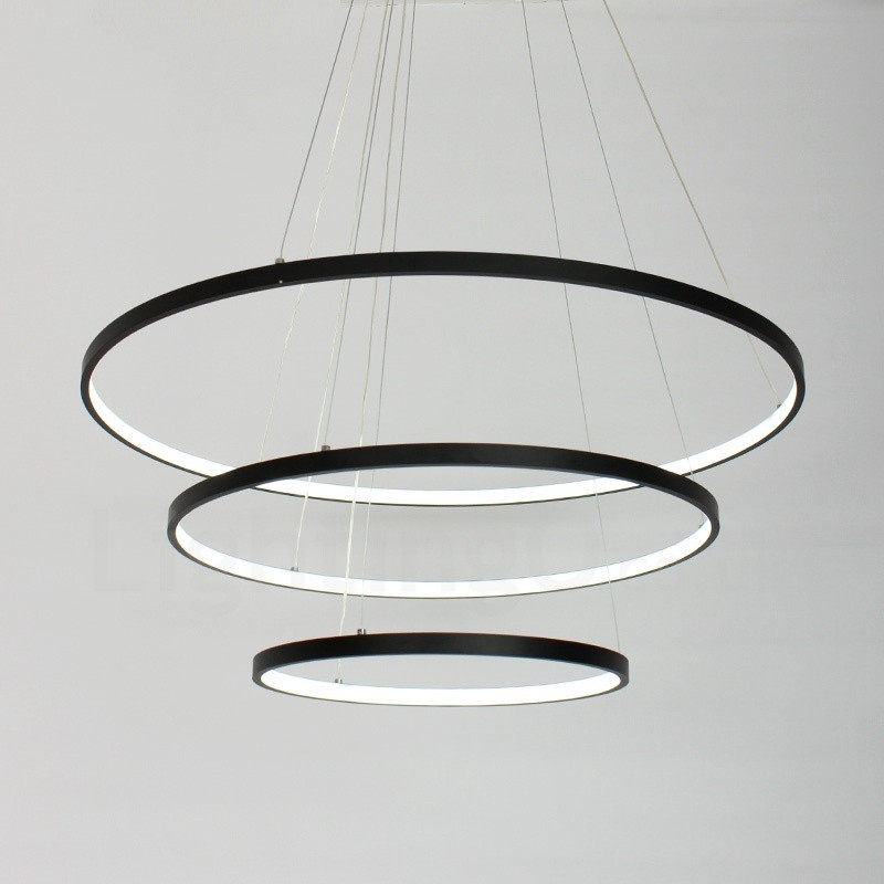 Dimmable Pendant Light with Remote Control Modern Design Three Rings