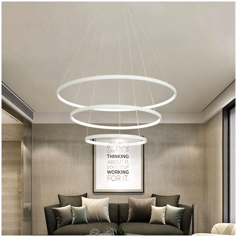 Dimmable Pendant Light with Remote Control Modern Design Three Rings