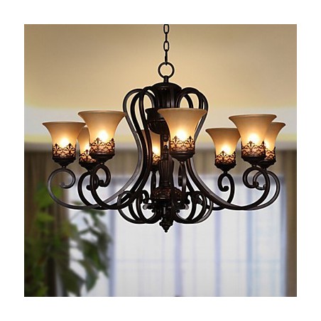 Chandelier Pendant Light 8 Lights Vintage Country Island Metal+Glass Chandelier Pendant Light 8 Lights Vintage Country Island Metal+Glass
