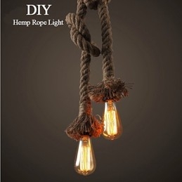 1 Light DIY Art Hemp Rope Light Creative Hemp Rope Chandelier