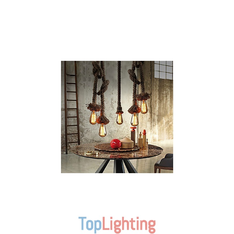 1 Light DIY Art Hemp Rope Light Creative Hemp Rope Chandelier