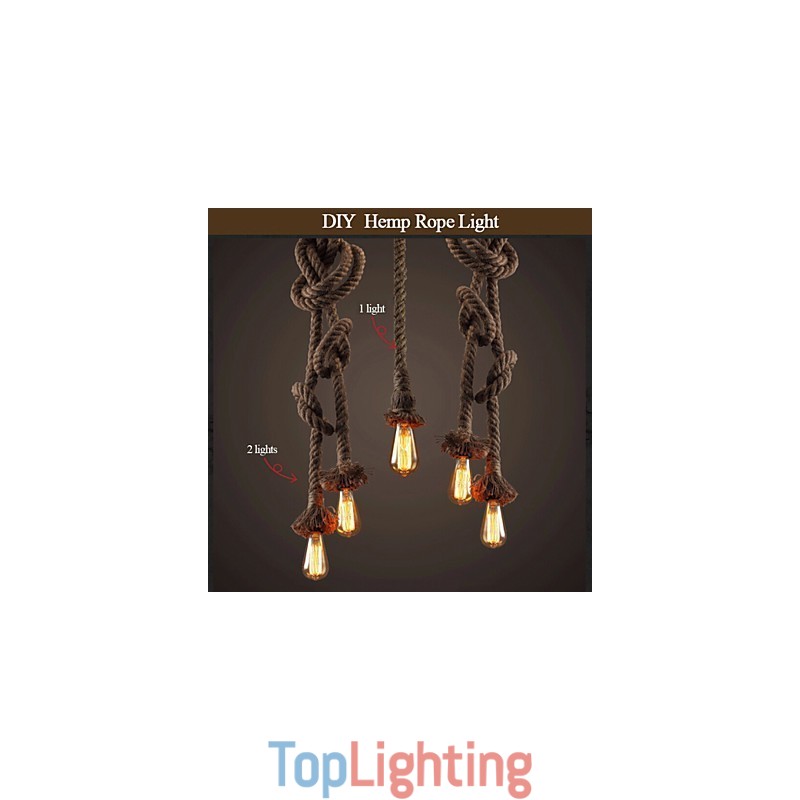 1 Light DIY Art Hemp Rope Light Creative Hemp Rope Chandelier