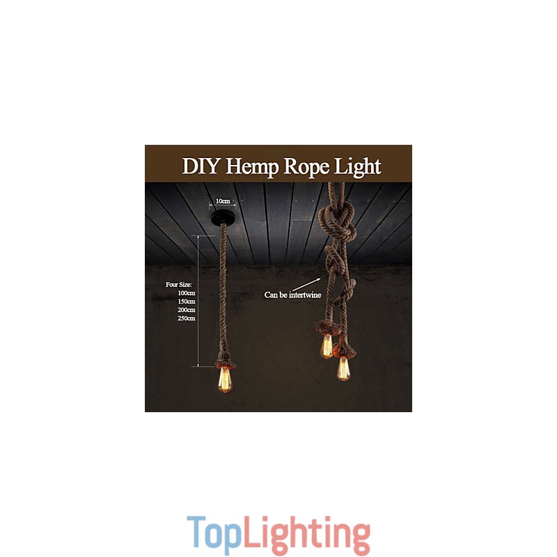 1 Light DIY Art Hemp Rope Light Creative Hemp Rope Chandelier