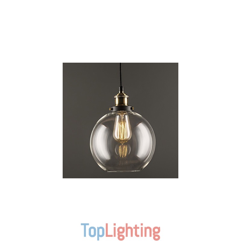 Industrial Factory Pendant Lamp Antique Brass One Light Fixture Glass Shade Cafe Pendant Light