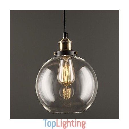 Industrial Factory Pendant Lamp Antique Brass One Light Fixture Glass Shade Cafe Pendant Light