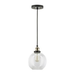 Industrial Factory Pendant Lamp Antique Brass One Light Fixture Glass Shade Cafe Pendant Light