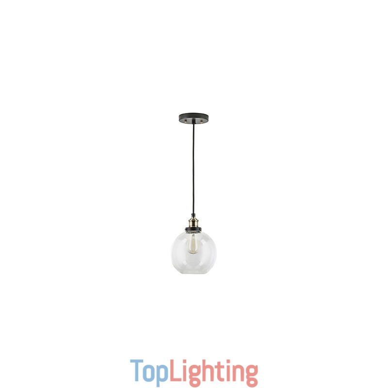 Industrial Factory Pendant Lamp Antique Brass One Light Fixture Glass Shade Cafe Pendant Light