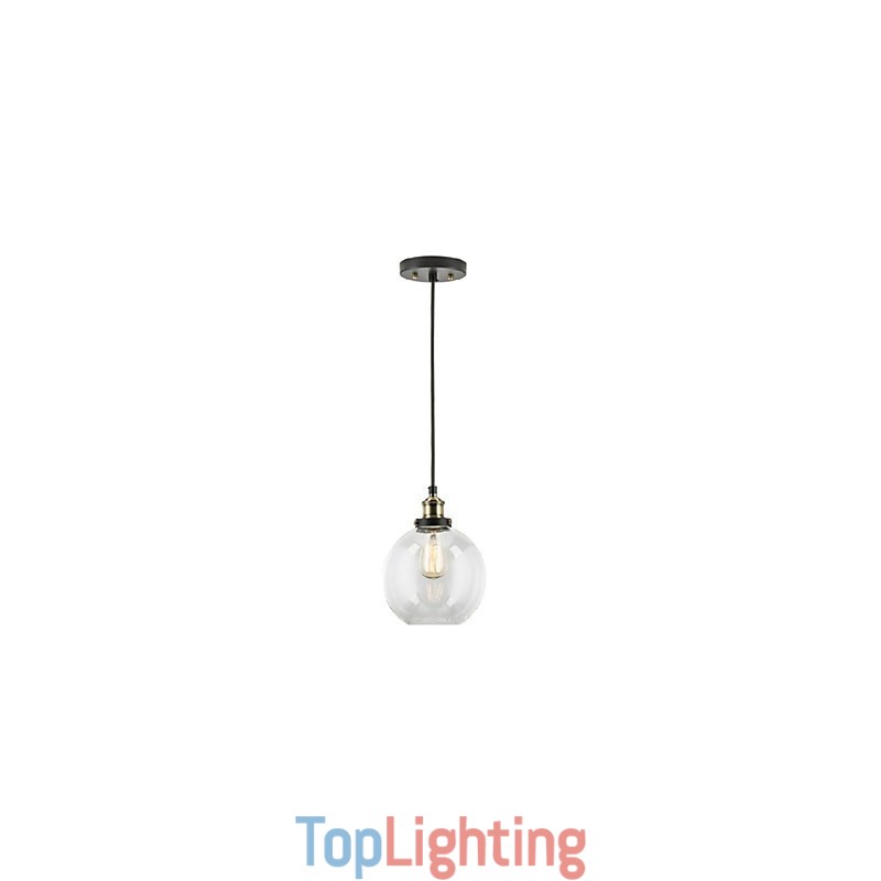 Industrial Factory Pendant Lamp Antique Brass One Light Fixture Glass Shade Cafe Pendant Light