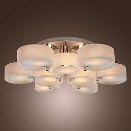 Modern Contemporary Chrome Metal Chandelier Flush Mount
