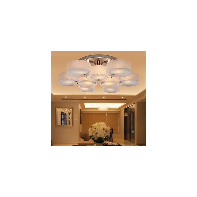 Modern Contemporary Chrome Metal Chandelier Flush Mount