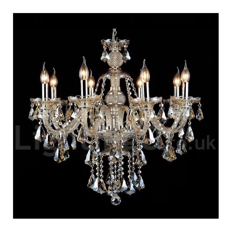 Retro Cognac Color K9 Crystal Modern Chandelier with 8 Lights