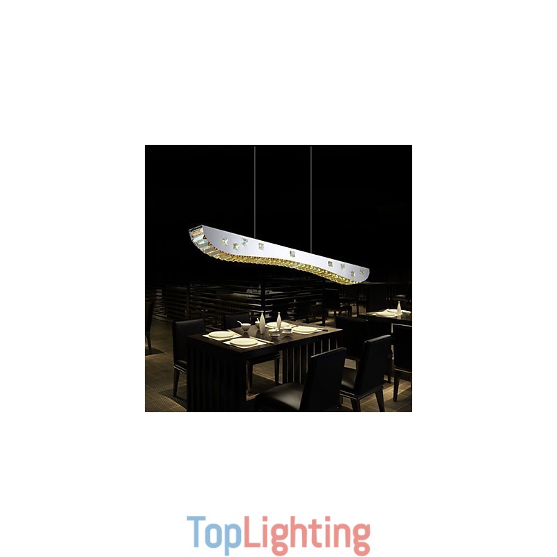 Crystal Pendant Light Chrome Metal Pendant Light Amber or Clear Crystal