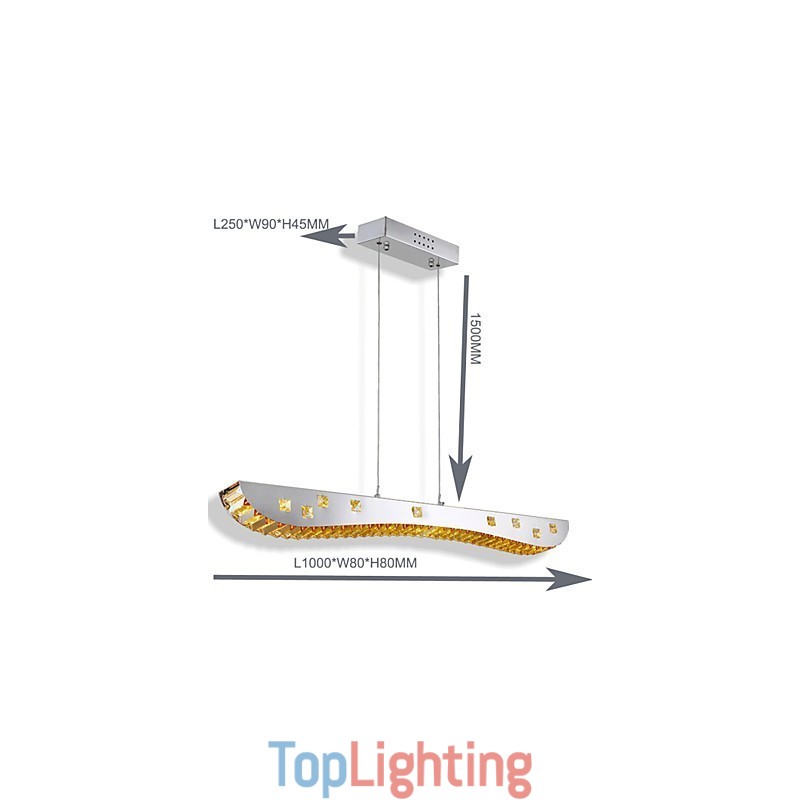 Crystal Pendant Light Chrome Metal Pendant Light Amber or Clear Crystal
