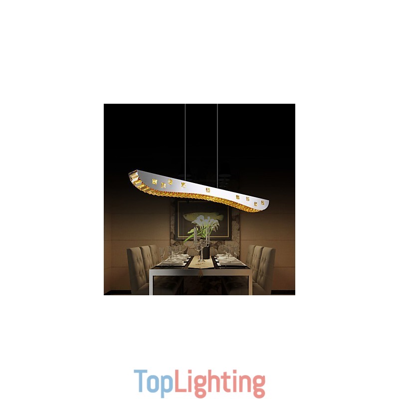 Crystal Pendant Light Chrome Metal Pendant Light Amber or Clear Crystal