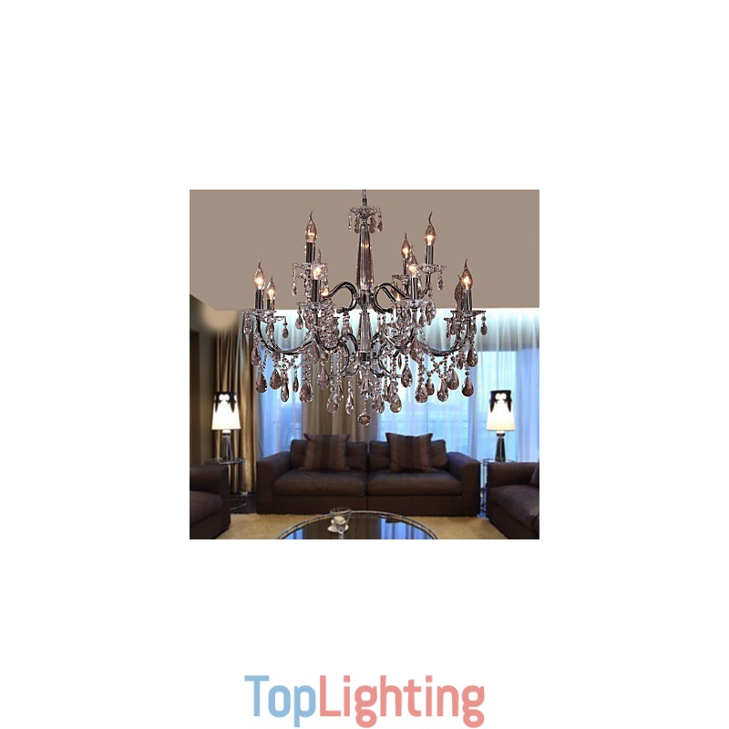 Chandelier Crystal Modern 2 Tiers Living 12 Lights