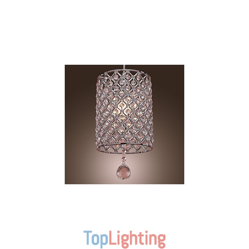 Crystal Drop Pendant Light in Cylinder Style