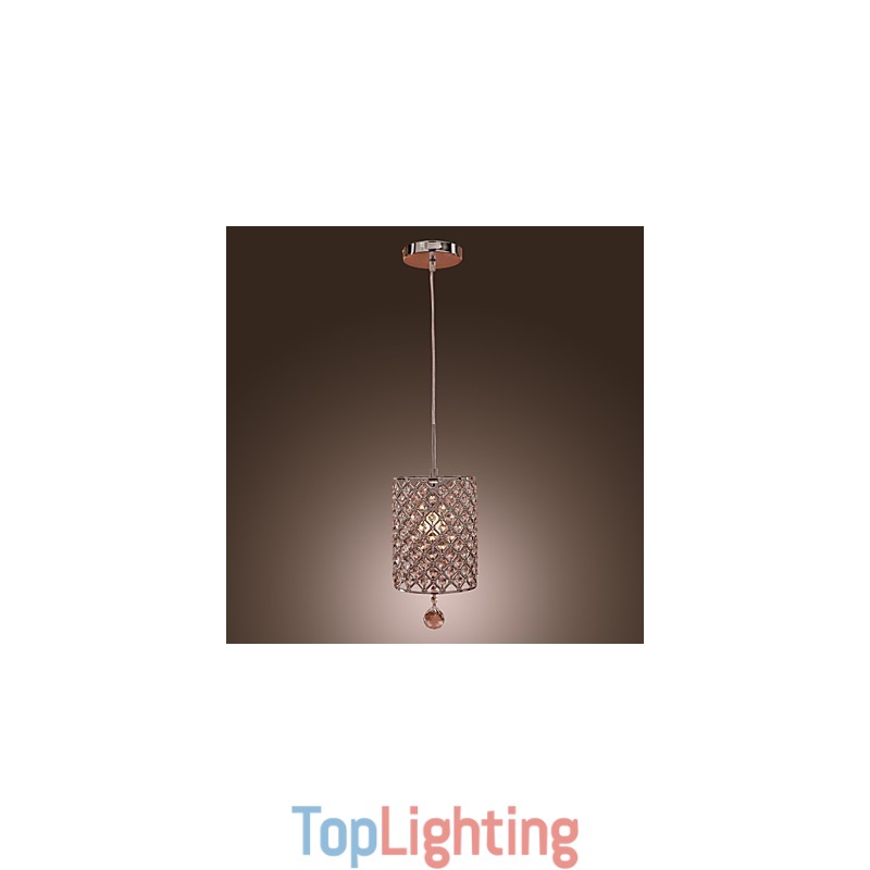 Crystal Drop Pendant Light in Cylinder Style
