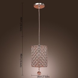 Crystal Drop Pendant Light in Cylinder Style