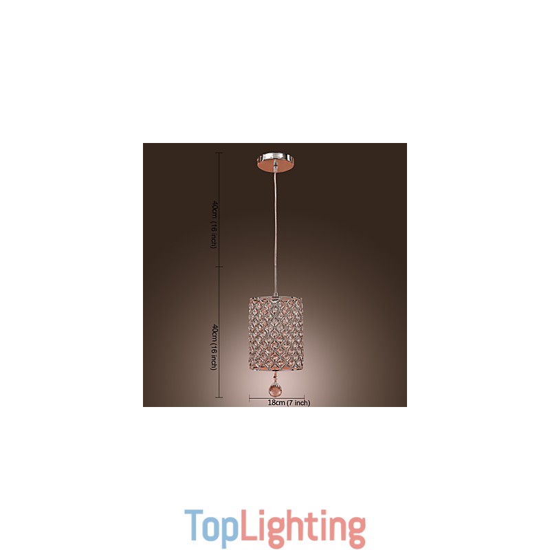 Crystal Drop Pendant Light in Cylinder Style