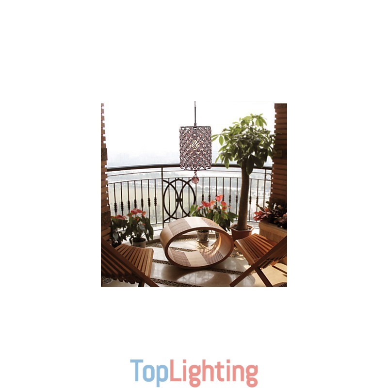 Crystal Drop Pendant Light in Cylinder Style