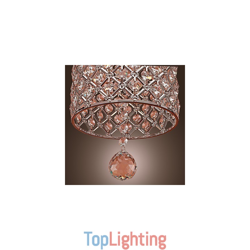Crystal Drop Pendant Light in Cylinder Style