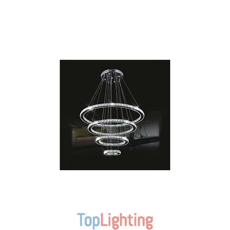 Crystal Pendant Light Ceiling Lighting Clear Crystal Round 4 Rings 40CM 60CM 80CM Source Fixtures