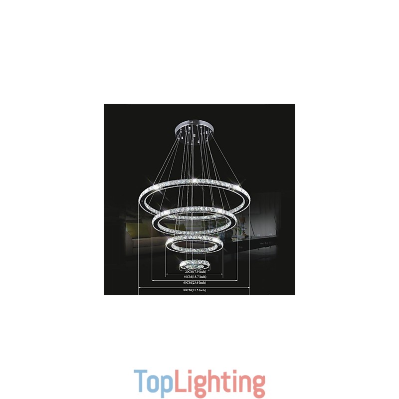 Crystal Pendant Light Ceiling Lighting Clear Crystal Round 4 Rings 40CM 60CM 80CM Source Fixtures