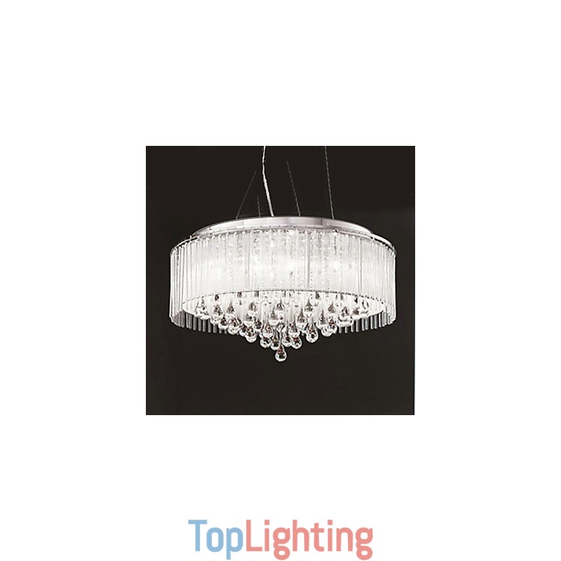 Modern Contemporary Drum Crystal Chrome Pendant Light