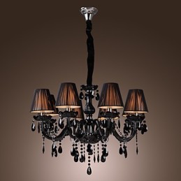 Chandelier Luxury Modern Black Crystal Living 8 Lights