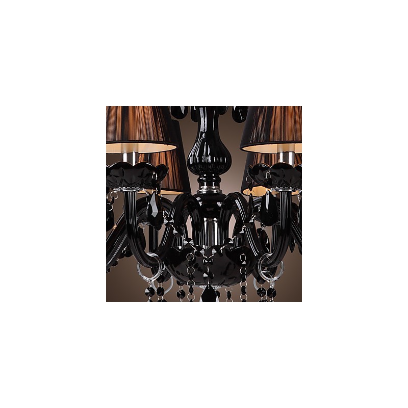 Chandelier Luxury Modern Black Crystal Living 8 Lights