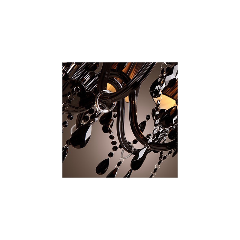 Chandelier Luxury Modern Black Crystal Living 8 Lights