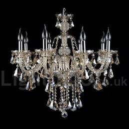 Retro Cognac Color K9 Crystal Modern Chandelier with 8 Lights
