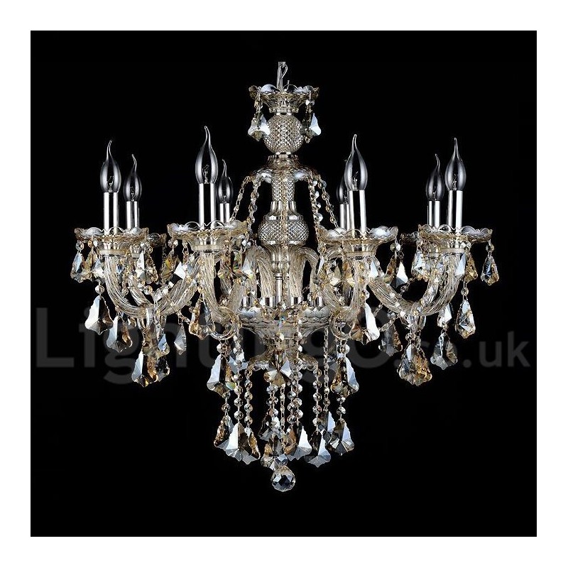 Retro Cognac Color K9 Crystal Modern Chandelier with 8 Lights