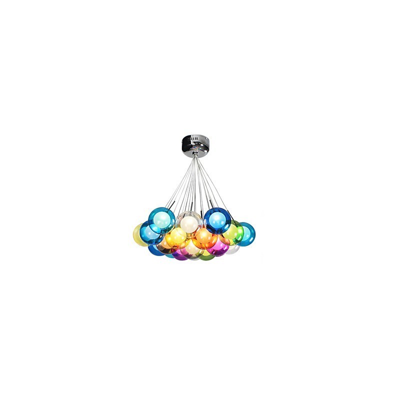 Modern Bubble Globe Colored Glass Pendant Light with 19 Lights