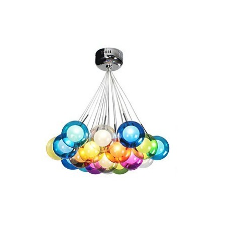 Modern Bubble Globe Colored Glass Pendant Light with 19 Lights Modern Bubble Globe Colored Glass Pendant Light with 19 Lights