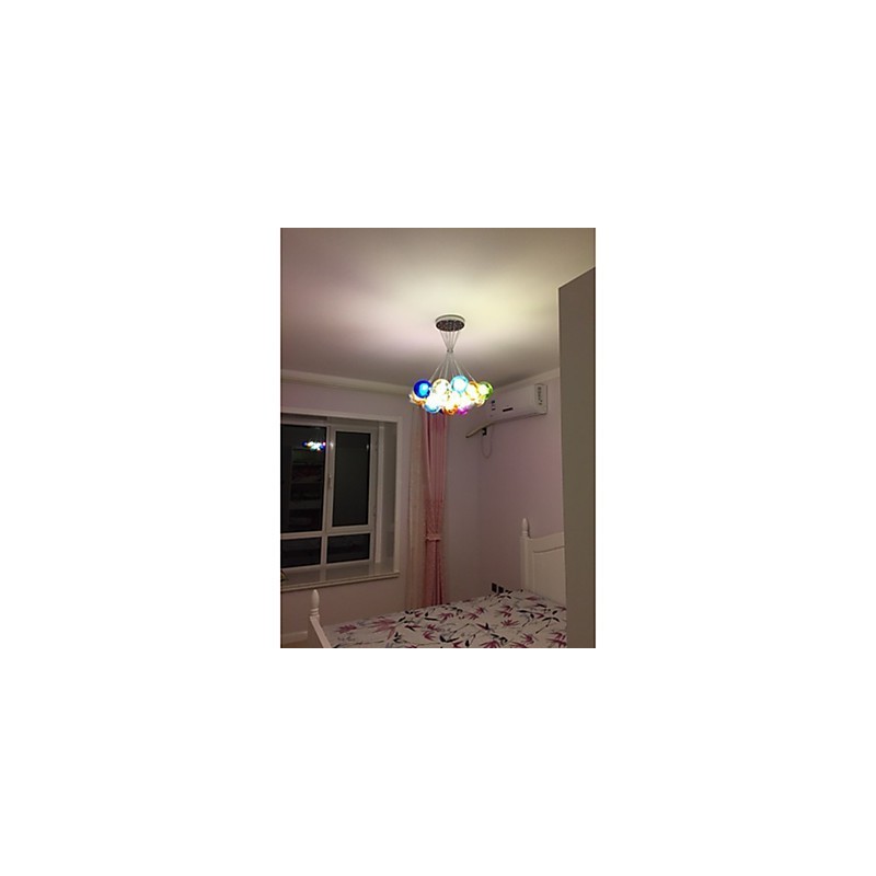 Modern Bubble Globe Colored Glass Pendant Light with 19 Lights