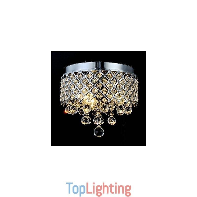Traditional Classic Crystal Chrome Metal Flush Mount
