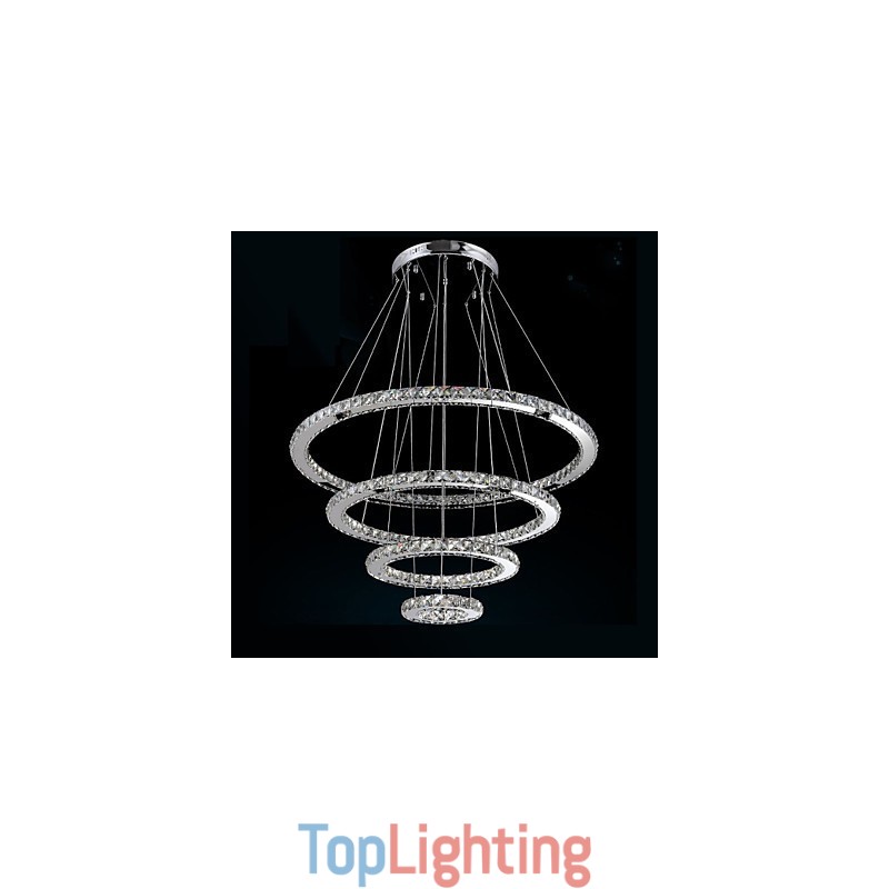 Modern Pendant Light Clear Crystal Ceiling Chandelier Lighting Lamp with D100CM+D80CM+D60CM+D40CM