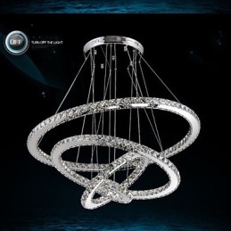 Modern Pendant Light Clear Crystal Ceiling Chandelier Lighting Lamp with D100CM+D80CM+D60CM+D40CM