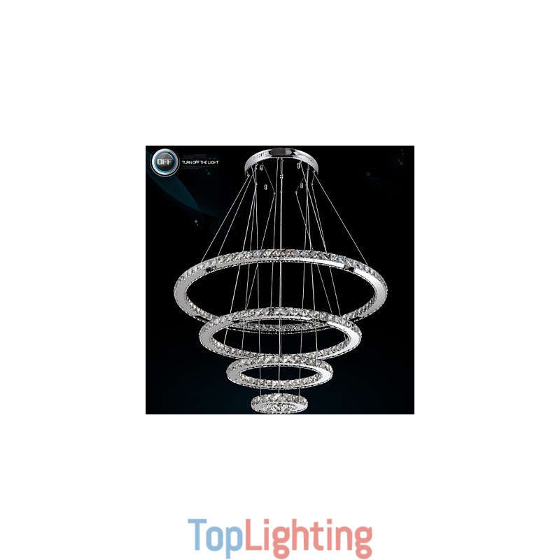 Modern Pendant Light Clear Crystal Ceiling Chandelier Lighting Lamp with D100CM+D80CM+D60CM+D40CM