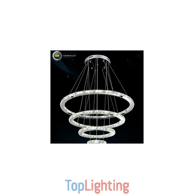 Modern Pendant Light Clear Crystal Ceiling Chandelier Lighting Lamp with D100CM+D80CM+D60CM+D40CM