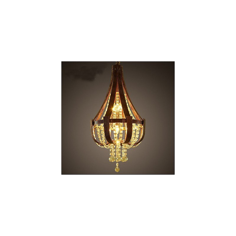 Post Modern Luxury Leather Crystal Creative Lron Chandelier
