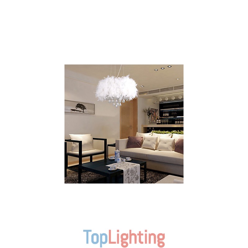 Modern Contemporary Drum Crystal Mini Style Electroplated Pendant Light