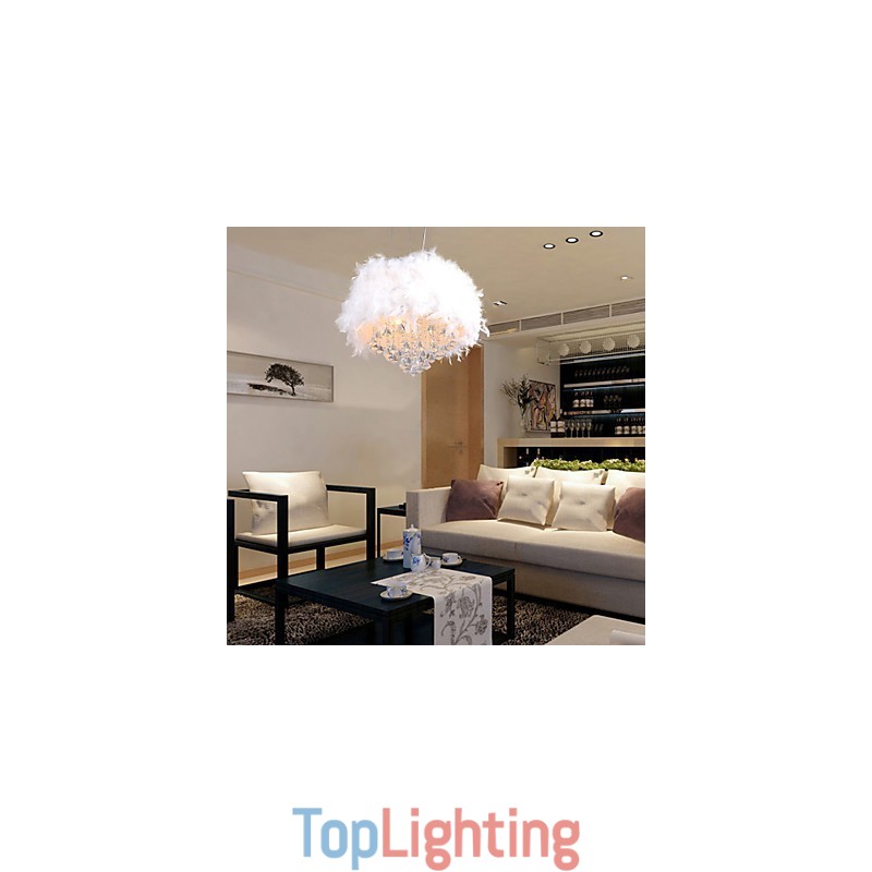 Modern Contemporary Drum Crystal Mini Style Electroplated Pendant Light