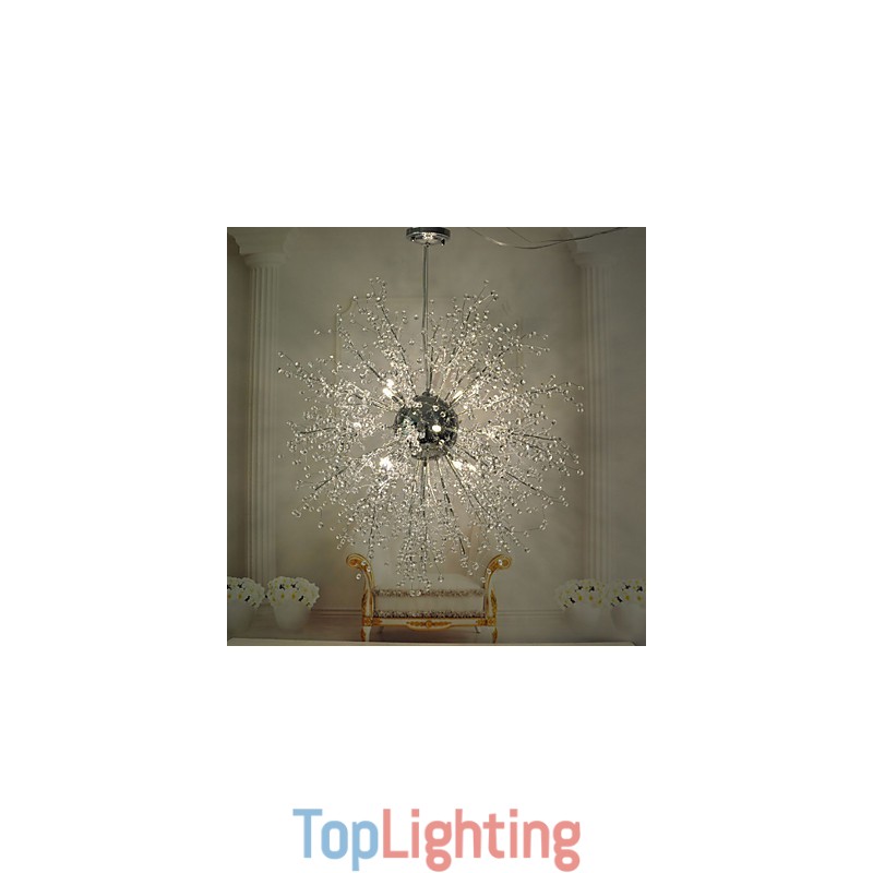 Globe Crystal Chrome Metal Chandelier Pendant Light