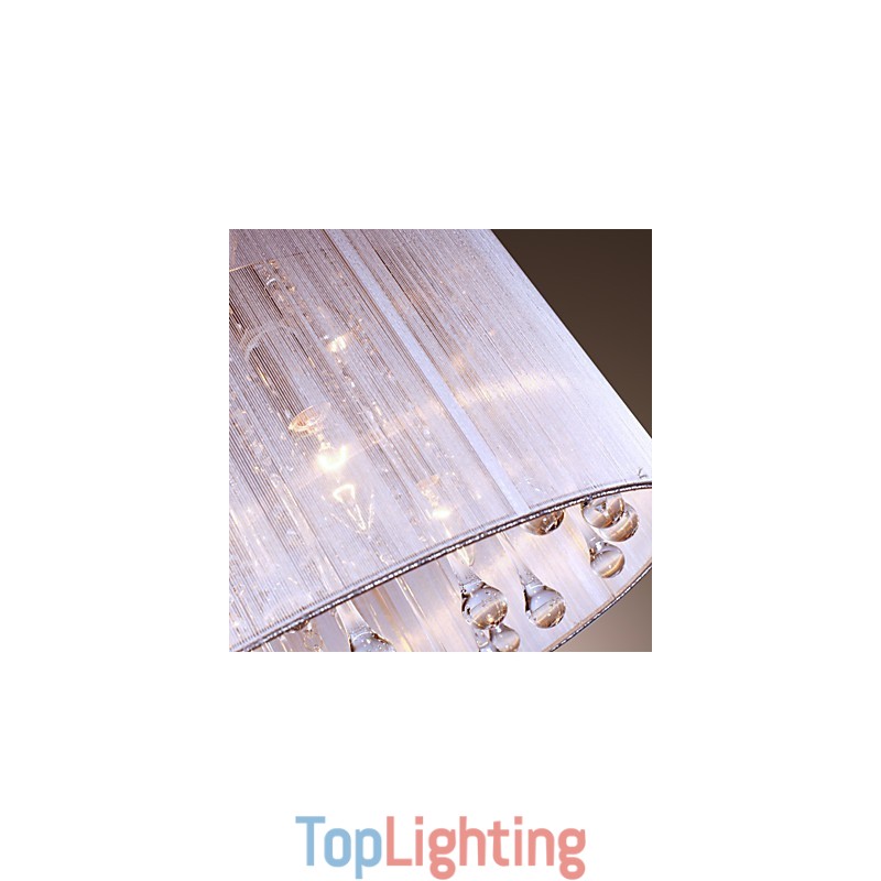 Modern Contemporary Drum Crystal Electroplated Metal Pendant Light